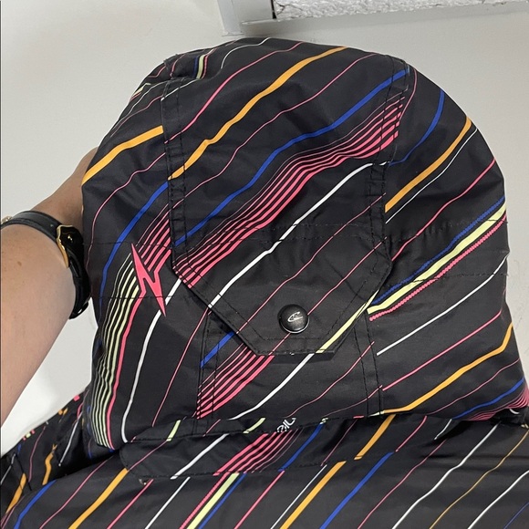 O'Neill Women's Black Jacket with Multicolor Stripes - Picture 12 of 14